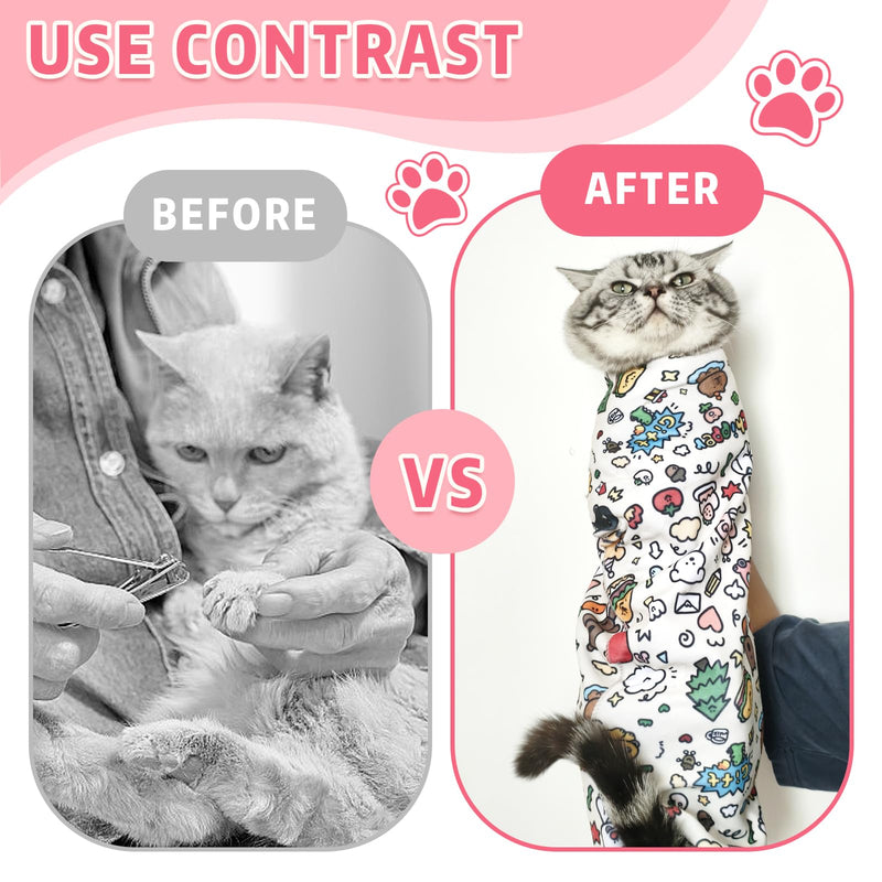 3 Pcs Cat Grooming Wrap, Self Adhesive Calm and Cozy Cat Wrap for Cutting Nails (21in-13in) - PawsPlanet Australia