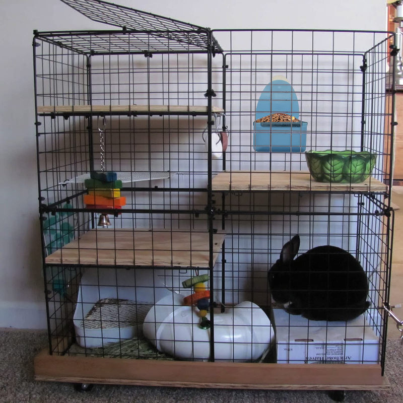 kathson Food and Water Bowl Cage Feeder for Rabbits Dish Feeder Removable Hanging Spill Proof Anti Bite for Rabbit, Guinea Pig, Chinchilla, Hamster, Ferret (Blue) Blue - PawsPlanet Australia