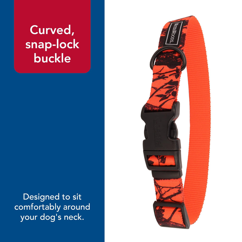 Coastal Pet - Water & Woods Blaze Adjustable Patterned Dog Collar by Coastal Pet - Durable Snap-Lock Buckle - Highly Visible with Forest Silhouette Pattern - Orange Tree, Medium - 1" x 14"-20" Medium - 1" x 14"-20" (Pack of 1)