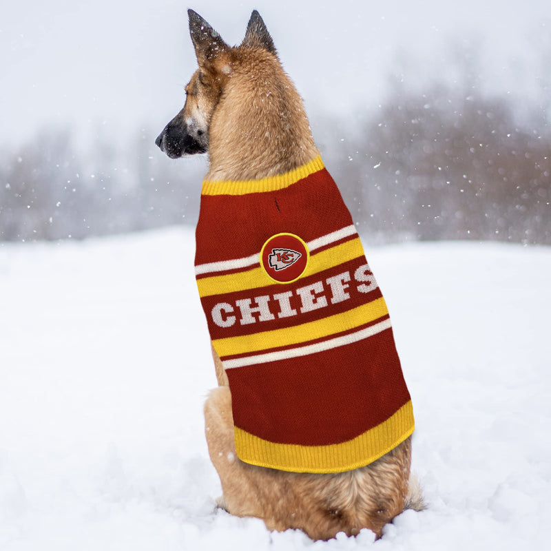 Pets First NFL Kansas City Chiefs Dog Sweater, Size Medium. Warm and Cozy Knit Pet Sweater with NFL Team Logo, Best Puppy Sweater for Large and Small Dogs, Team Color (KCC-4179-MD) - PawsPlanet Australia