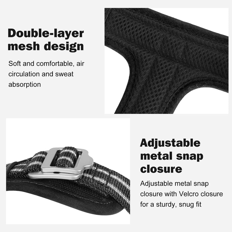 No Pull Dog Harness - Adjustable Reflective Dog Vest with Metal Snap, Soft Breathable Mesh No Choke Puppy Harness, Easy to Put on & Take Off (Black-M) Black Medium - PawsPlanet Australia