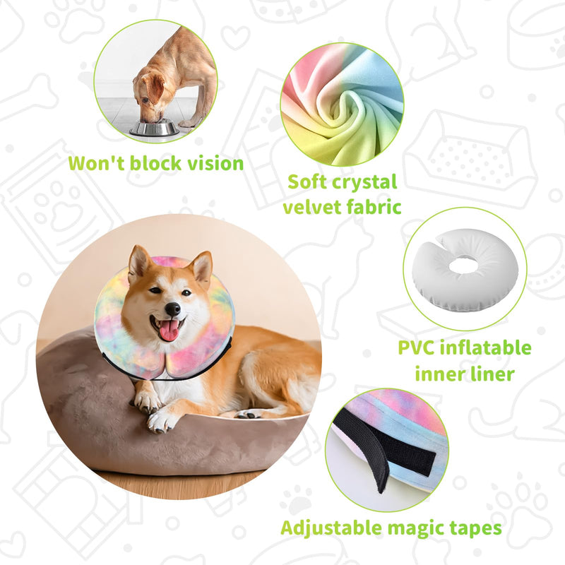Dog Cone, Y-blue Dog Cone Collar Inflatable Dog Neck Collar Recovery E-Collar Alternative, Dog Donut Collar After Surgery for Dogs and Cats(Pink Blue, XL) Pink Blue - PawsPlanet Australia