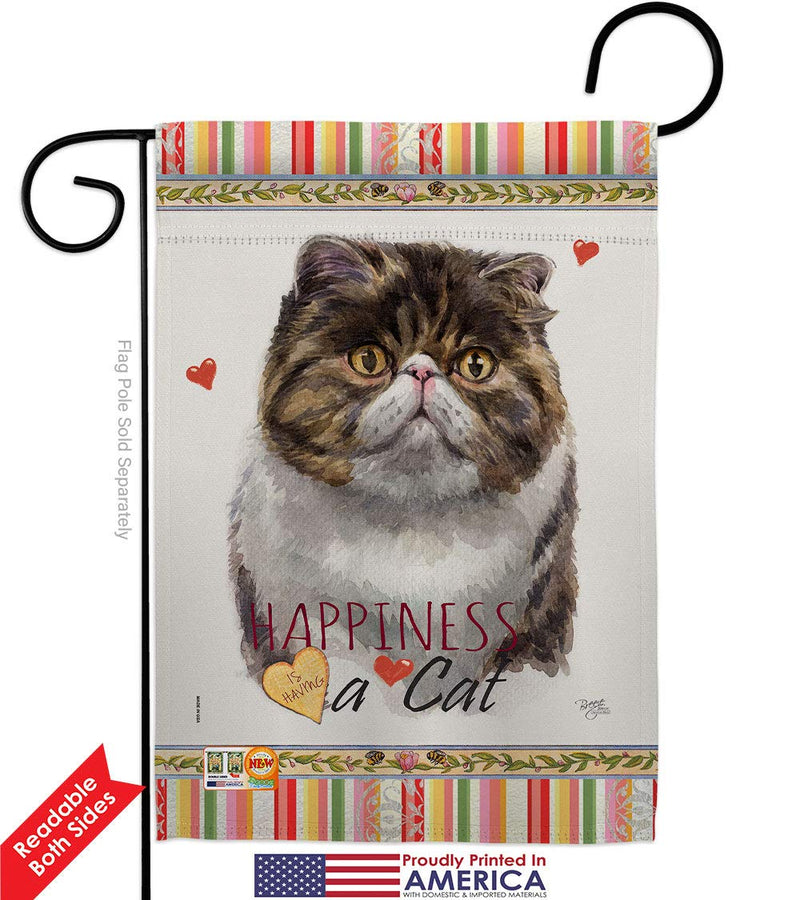 Breeze Decor Exotic Short Hair Happiness Garden Flag Pack Cat Kitten Meow Spoiled Paw Fur Pet Nature Farm Animal Creature Applique House Banner Small Yard Gift Double-Sided, Made in USA - PawsPlanet Australia