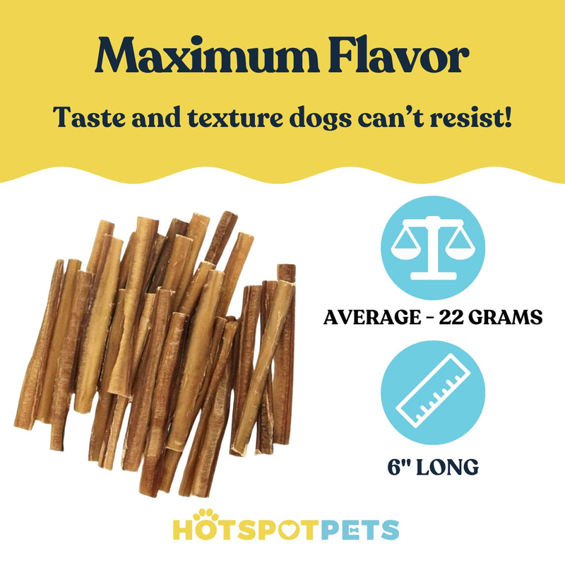 hotspot pets Bully Sticks 6 Inch- 10 Pack- Premium Natural Long Lasting Bully Sticks for Medium Dogs Beef Pizzle Treats - Low Odor, Grain Free Fully Digestible Rawhide Alternative Stix 6'' Standard (10 Pack)