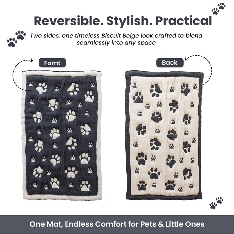 PetMat in Charcoal Harbor Mist | Organic Cotton Crate Pad for Small Dogs & Cats | Reversible & Seamless | Soft 3D Knit | Washable Pet Mat | Stylish 16x24 Pad for Crates & Nurseries 16X24 In - PawsPlanet Australia