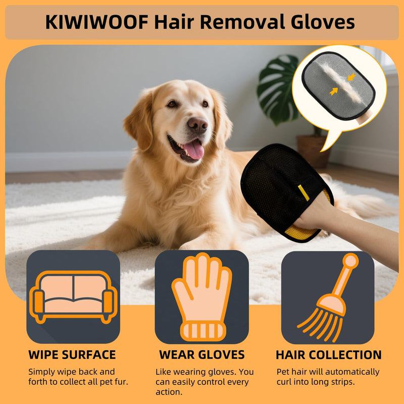 2Pcs Electrostatic Pet Hair Removal Gloves for Cats & Dogs,2025 New Upgraded Reusable Quick De-Shedding Grooming Gloves,Animal Fur Remover Tool for Couch,Carpet,Furniture, Car Seat,Clothing,Curtain 2pcs-Yellow-Blue - PawsPlanet Australia