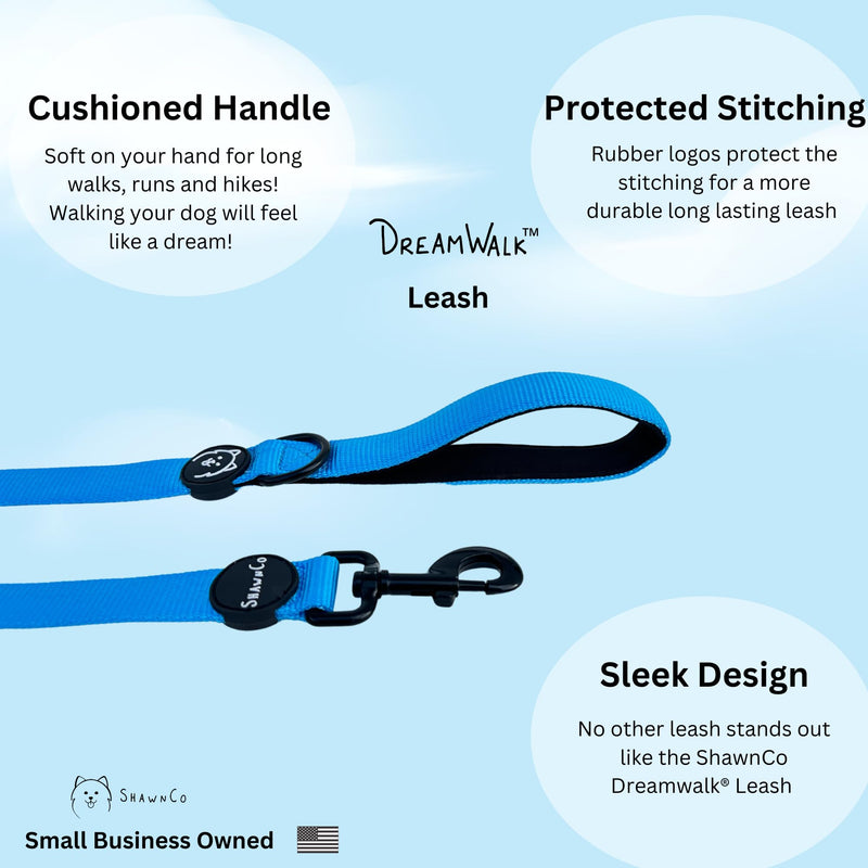ShawnCo Dream Walk Dog Leash- Premium, Nylon Pet Leash with Soft Neoprene Handle for Small, Medium and Large Dogs (ICY Lilac, Medium/Large) Icy Lilac - PawsPlanet Australia