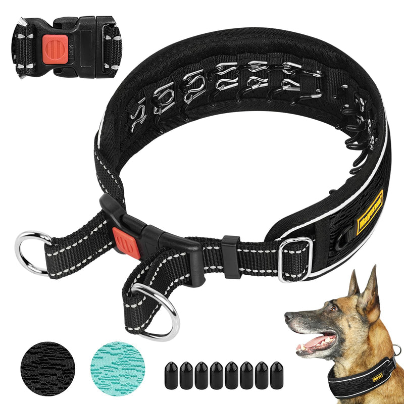 Martingale No Pull Dog Collar for Large Medium Dogs Pitbull German Shepherd Rottweiler, Reflective Anti Pull Dog Collar with Buckle, Adjustable Dog Walking Collar No Pull for Training Hiking Large,2.5mm,18''-22"Neck Black - PawsPlanet Australia