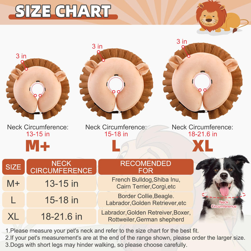 KOOLTAIL Dog Cone Collar Alternative, Soft Inflatable Dog Cone for Small Medium Large Dogs, Adjustable Donut Neck Cone for Dogs Cats After Surgery, Recovery E Collar with Enhanced Anti-Licking, Lion L - PawsPlanet Australia
