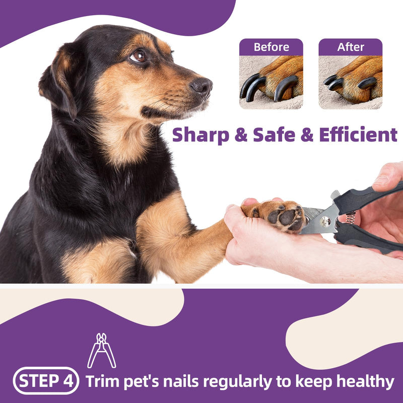 Dog Brush for Shedding, 7 PCS Dog Grooming Brush Kit Including Undercoat Rake, Slicker Brush, Dematting Comb, Nail Clipper, Bath Brush for Long & Short Haired Dogs, Cats - Purple A-Purple