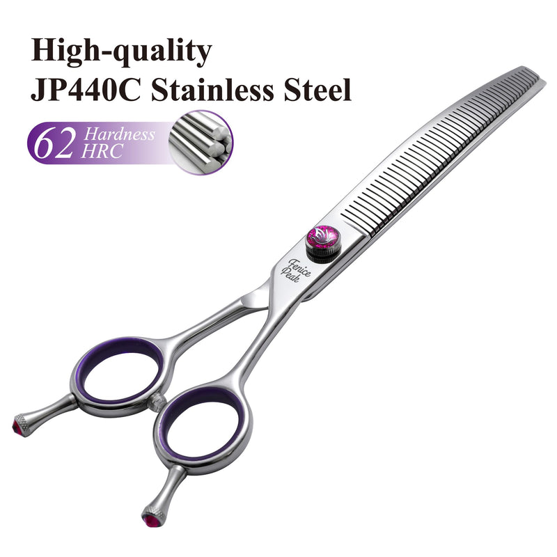 Fenice Peak 6.5'' Fluffy Dog Grooming Scissors Professional 440C Curved Thinning Shears 55% Thinning Rate and 30°Curved Sharp and Durable with Decorative Screws & Tails 6.5'' - PawsPlanet Australia