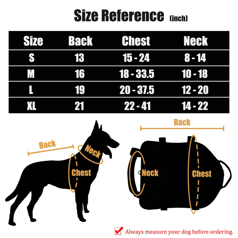 AIWAI Tactical Dog Harness with Pouches,Dog Vest Harness for Large Medium Dogs No-Pull Adjustable Military Dog Harness with Handle Walking Hiking Training (Black(with Leash), XL) Black(With Leash) - PawsPlanet Australia
