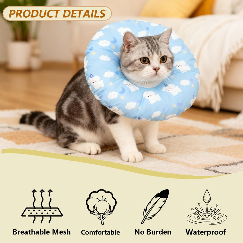 Cat Cone Collar Soft, Cute Soft Cone for Cats After Surgery, Lightweight Cat Donut Collar, Adjustable Kitten Recovery Cones to Stop Licking,Elizabethan Collar for Kittens(Blue, XS) Blue
