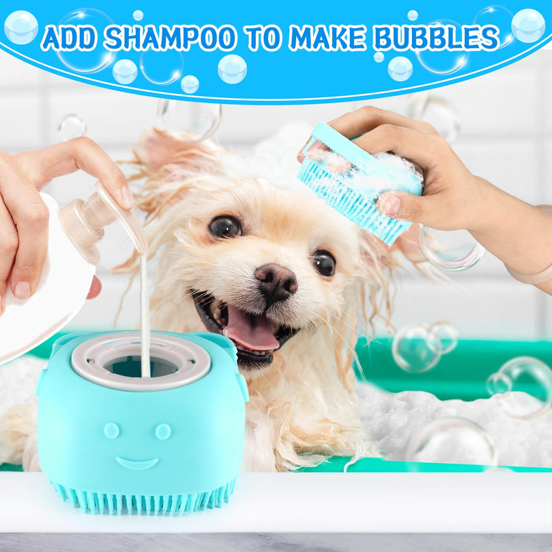 Dog Bath Brush with Gloves, Cat Bathing Gloves, Silicone Dog washing Gloves with High-Density Teeth, Dog Bath Supplies Christmas Gifts for Long Short Haired Dogs and Cats Blue - PawsPlanet Australia