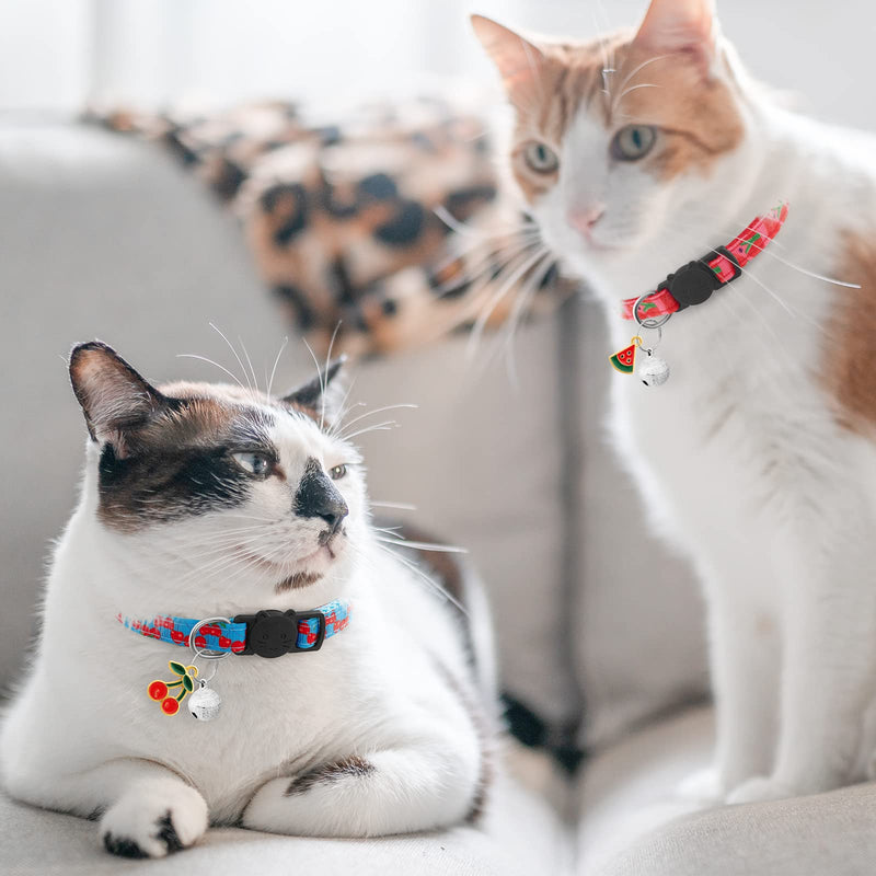 7 Pack Breakaway Cat Collars with Bells & Fruit Pendants,Safety Kitten Collar,Adjustable,Ideal for Girl Cats Boy Male Cats Pet Supplies,Accessories,Gifts - PawsPlanet Australia