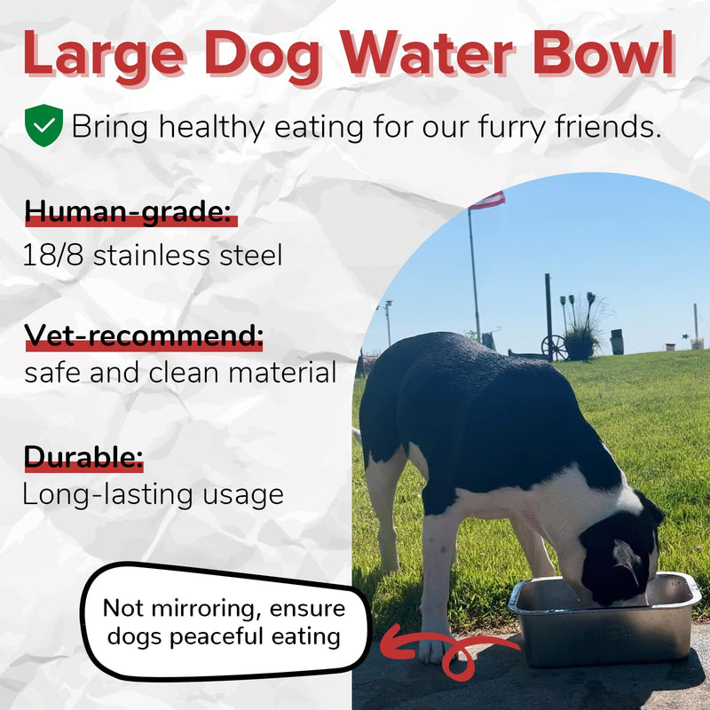 1.2 Gallon Large Dog Water Bowl, Human Grade Stainless Steel, for Large & Extra Large Sized Dogs - Silver Classic 1.2 gallon - PawsPlanet Australia