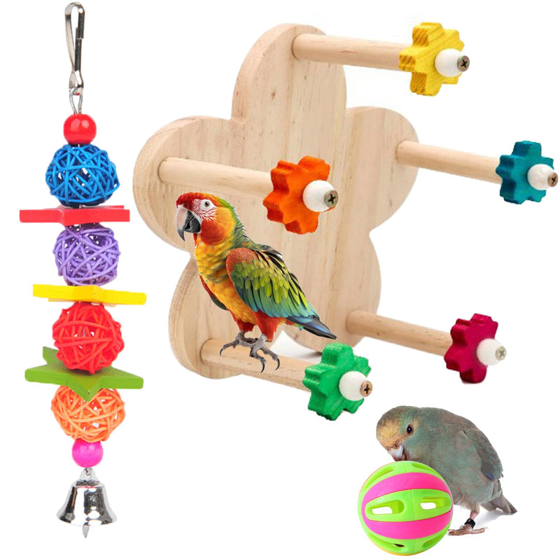 Bird Rotating Perch Toy, Wooden Parrots Ferris Wheel Toy with 5 Perches, Hanging Bird Stand Cage Accessories for Parakeet Parrot, Cockatiel, Budgerigar,Conure, Lovebirds