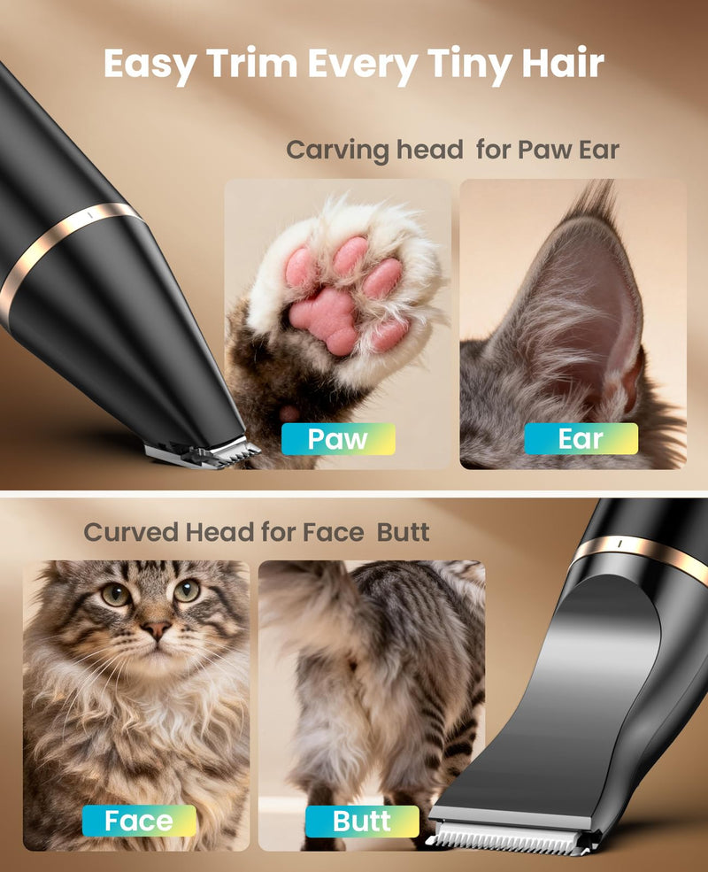 oneisall Dog Paw Trimmer with Double Blades,Silent Cat/Dog Clipper Grooming Kit,Cat Paw Trimmer Shaver for Dogs Cats Face,Eyes, Ears Black - PawsPlanet Australia