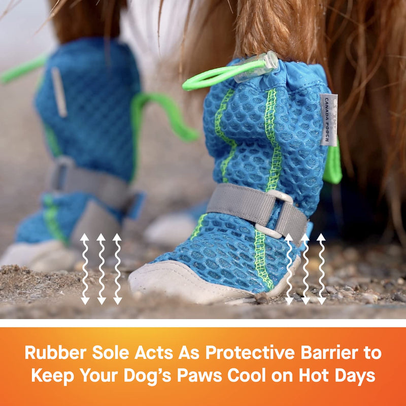 Canada Pooch Dog Boots for Hot Pavement - Dog Boots & Paw Protectors with Anti Slip Rubber | Water Friendly, Breathable Dog Shoes for Hot Days, Great for Dogs Blue - Size 2 - PawsPlanet Australia