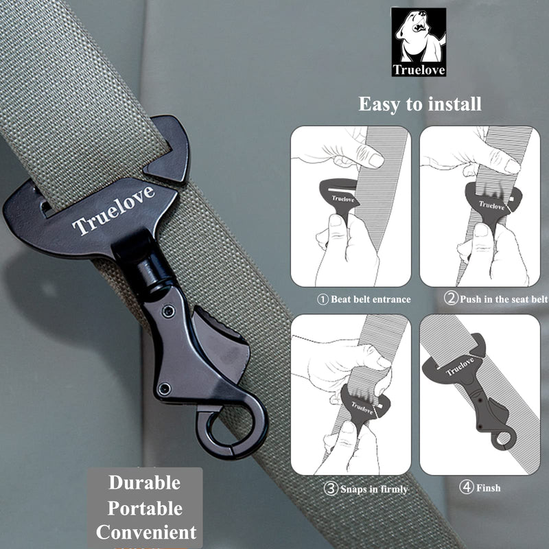 Truelove Vehicle Seat Belt Safety Buckle Lock, Dog Seat Belt Clip Universal Dog Car Restraint - Dog Seatbelt Lock - Portable Vehicle Seatbelt Harness for Pet Car Travel 2.7*4.7inch Black - PawsPlanet Australia