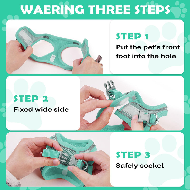 Cat Harness and Leash Set - Adjustable Soft Vest, Reflective Step-in Design for Safe Walking (Green) Green