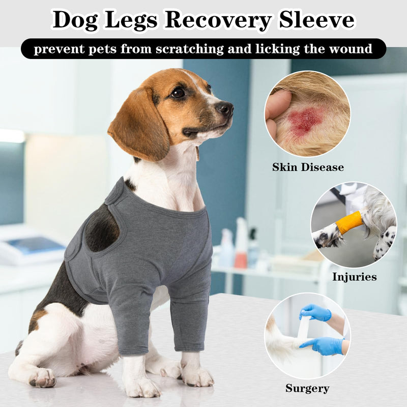 Dog Leg Recovery Sleeve, Dog Front Leg Elbow Protector, Dog Recovery Suit After Surgical Wound Protector to Prevent Licking Bite Cone Collars Alternative (Grey, 2XL) Grey - PawsPlanet Australia