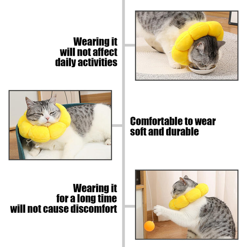 1 x Sunflower Cat Collar, 1 x Felt Hood, Adjustable Pet Collar, Anti-Leak Hood for Post-Operative Recovery, Pet Accessories