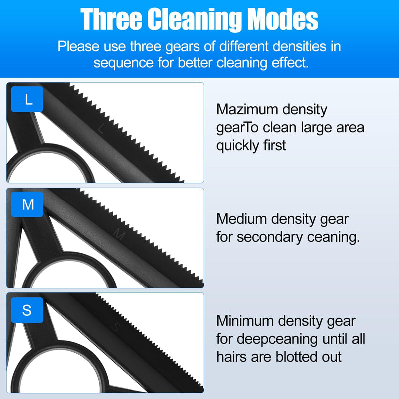 Portable deshedding dog brush Easy to clean,Reusable pet hair removal tool Very suitable for pet hair remover for laundry,3 different spacing sizes for various pet hair cleaning Matte Black - PawsPlanet Australia