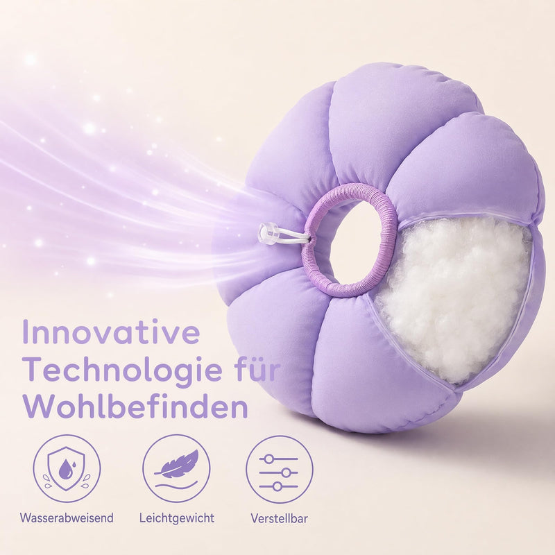 Soft Cat Neck Brace, Flower Shaped, Adjustable, Leak Protection for Cats and Small Dogs, Post-Surgery Recovery Collar, Waterproof, Size M (29cm x 17-27cm), Cat Collar, Protective Collar, Neck Collar, Surgical Protection (Purple)