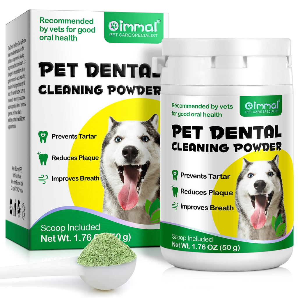 Teeth Cleaning Powder for Dogs & Cats, Dental Powder for Pets Teeth Cleaning - Breath Freshener with Probiotics for Bad Breath, Plaque, Tartar - Dental Care Supplies for Small Dogs - 50g - PawsPlanet Australia