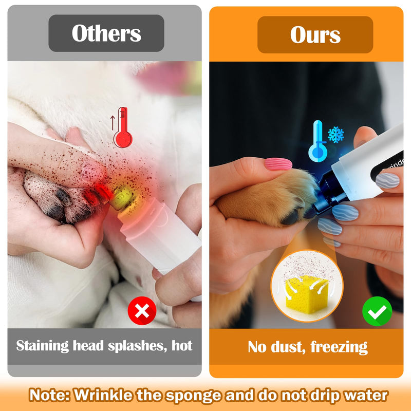 BABORUI Dog Nail Grinder Quiet, 5-Speed Pet Nail Grinder with Cooling Sponge & 3 Grinding Heads for Large Medium Small Dogs/Cats, Rechargeable Nail Trimmer with LED Light, Paws Grooming Smoothing Tool - PawsPlanet Australia