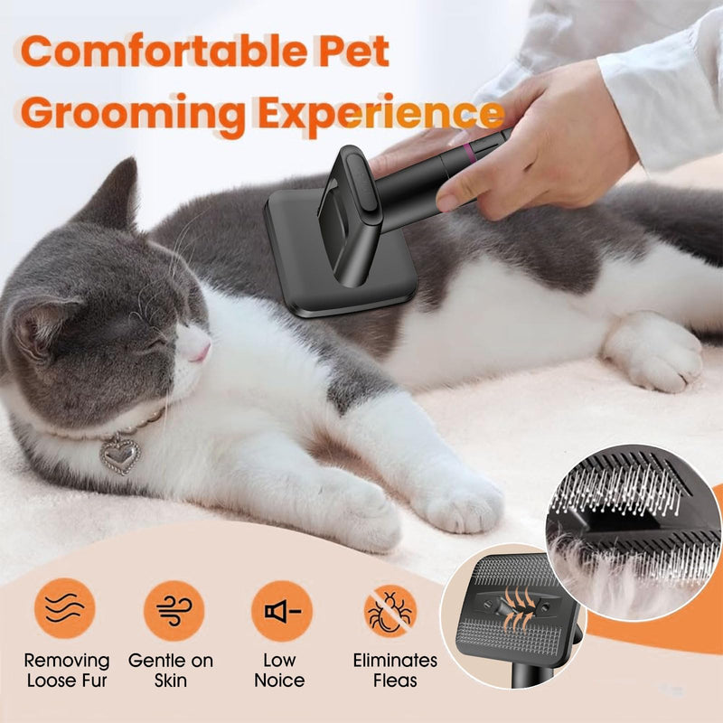 Pet Hair Grooming Brush Vacuum Attachment - Pet Vacuum Grooming Brush Hair Remover Shedding Deshedding Attachment Tool Kit for Dogs and Cats Grey - PawsPlanet Australia
