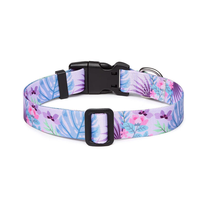 Adjustable Dog Collar with Patterns, Ultra Comfy Soft Nylon Breathable Pet Collar for Small Medium Large Dogs (S, Purple Flower) S - PawsPlanet Australia