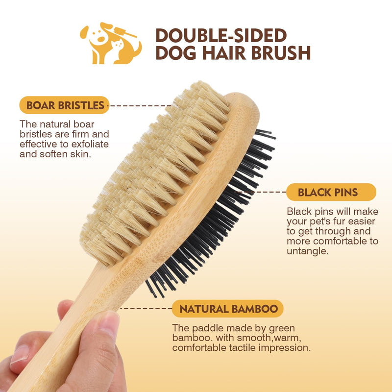 Dog Grooming Brush Kit,Deshedding Dog Brush for Shedding Short Hair Dogs with Pet Nail Clipper and File, Two Sided Pet Brushes for Dogs Removing Dirt & Loose Hair(7PCS) BLACK - PawsPlanet Australia