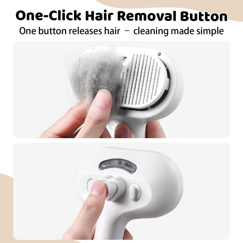 Steam Slicker Brush Pet Shedding Hair-Spray Brushes for Grooming and Desheding, Indoor Detangler for Cats and Dogs,4 in 1, Suitable for Long and Short-Haired, Effectively Removes Loose Fur (White) - PawsPlanet Australia