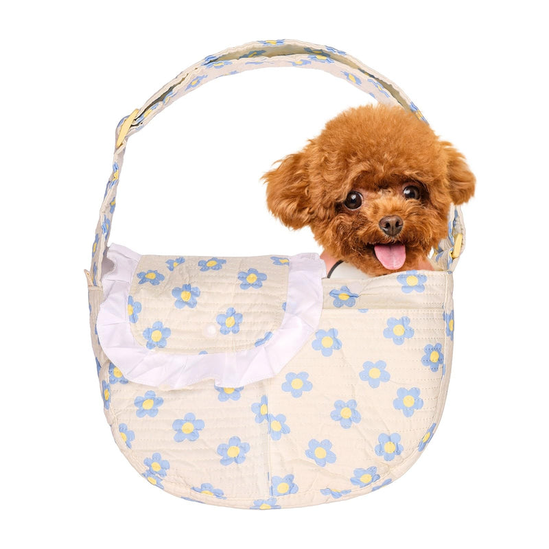 Floral Print Pet Carrier Bag for Small Dogs and Cats, Hands-Free Design Pet Bags(Blue Floral, Small) Blue floral - PawsPlanet Australia