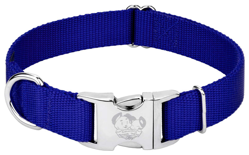 Country Brook Petz - Premium Nylon Dog Collar with Metal Buckle for Small Medium Large Breeds - 10+ Cool Colors (Small, 3/4 Inch, Bright Royal Blue) Small (Pack of 1)