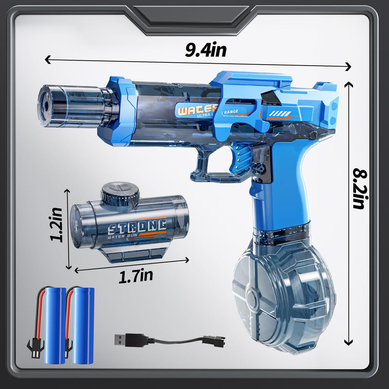 Electric Water Guns for Kids, Water Blaster Squirt Guns with Flashing Muzzle,Range up to 32ft, Summer Outdoor Beach Swimming Pool Party Toys, Gift for Kids Age 8 9 10 11 12 Years Old Boys Pistol Blue - PawsPlanet Australia
