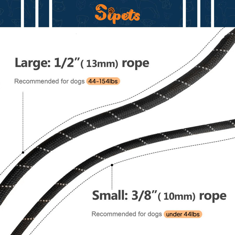 1.8m Rope Dog Lead, Slip-On Rope Leash No Collar or Harness Needed, Dog Training Leash, Suitable for Training or Walking, Adjustable Pet Lead (Black) Black - PawsPlanet Australia