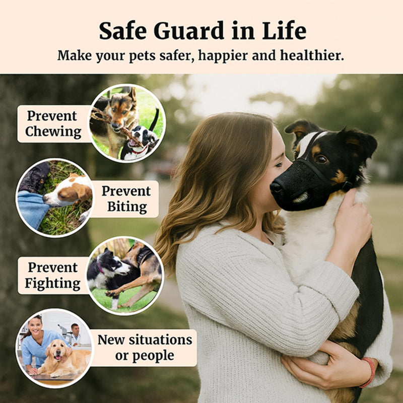 Dog Muzzle – Mesh Soft Muzzle for Small Medium Large Sized Dogs, Adjustable for No Bark, Scavenging, Licking & Chewing, Prevent Biting, Black (XL) XL - PawsPlanet Australia