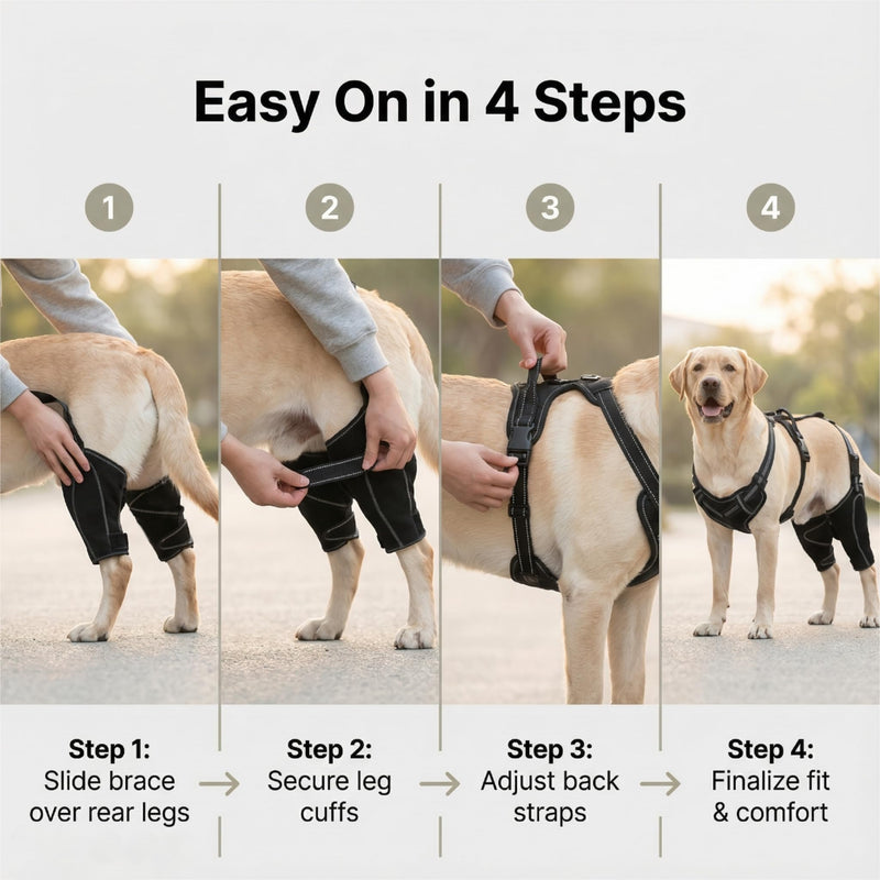 Dog Rear Leg Brace, Adjustable Hind Leg Splint Support for Torn ACL CCL, Luxating Patella & Hip Dysplasia, Breathable Non Slip Recovery Wrap for Medium Large Dogs L