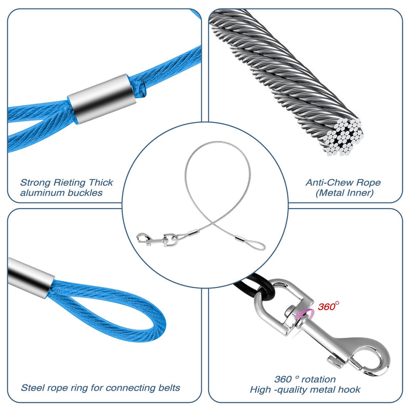 2 Pack Chew Proof Dog Leashes Extension Metal Cable Lead, Non-Tangle Connect Leash for Any Leash, Heavy Duty Dog Leash Extender for Collar & Harness (Black+Blue) - PawsPlanet Australia