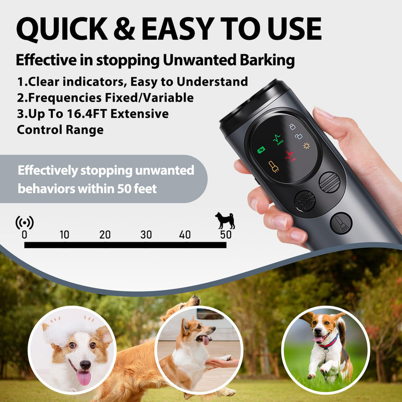 Mtmult Ultrasonic Dog Bark Deterrent - Dog Bark Deterrent Devices, Barking Deterrent Devices, Bark No More Training Aid, LED Flashlight & HD Display (Anti Barking - Grey P10) Anti Barking - Grey P10