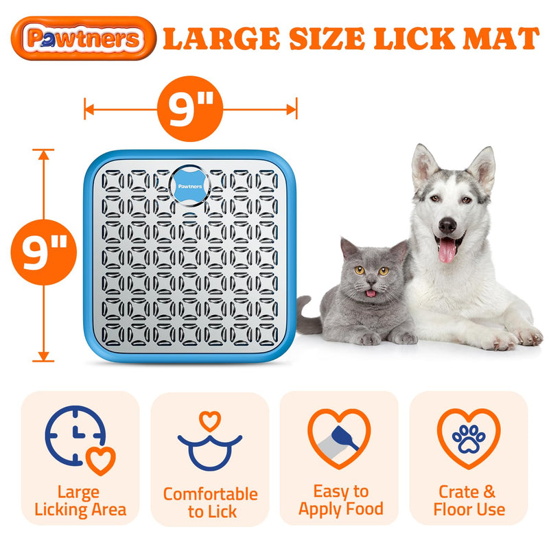 Stainless Steel Large Lick Mat: Dog Lick Mats for Large Dogs, Cat Licking Pads for Crate Boredom & Anxiety Reduce, Slow Feeding, Cat Slow Feeder Mat with a Spatula, Scrubbing Brush, Blue - PawsPlanet Australia
