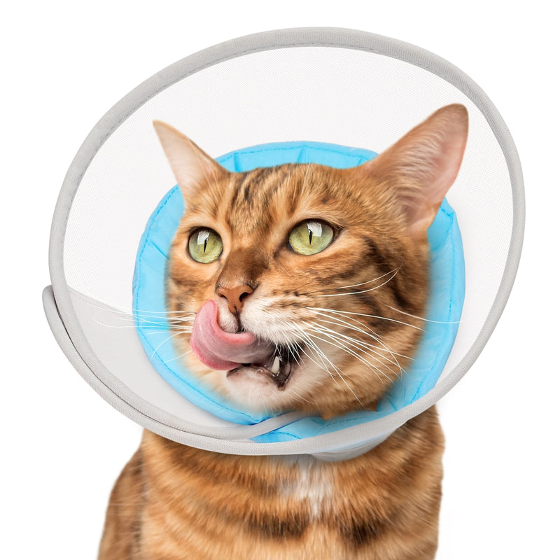 Cat Cone Collar Soft: Comfortable Waterproof Mesh Recovery Cone After Surgery to Stop Licking and Scratch, Alternative to Plastic Elizabeth Head/Neck Cone Blue M