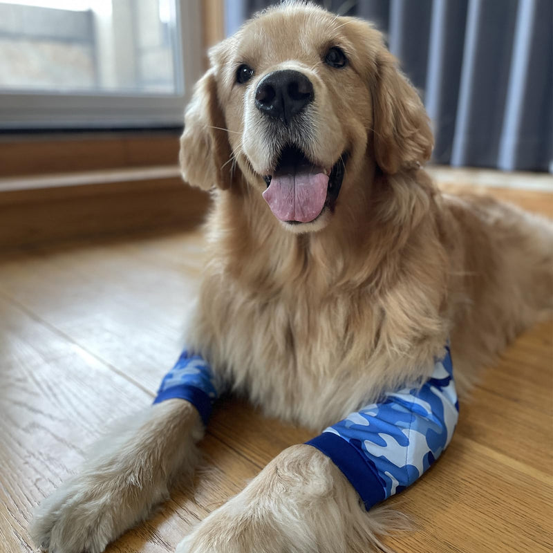 Dog Front Leg Braces Recovery Sleeve,Dog Elbow Joint Protector Cover Pet Knee Brace for Small Medium Large Dogs Prevent Licking Wound_2XL(Blue Camouflage) 2XL Blue Camouflage