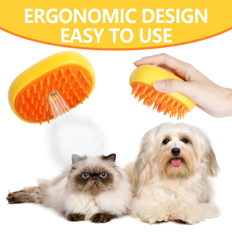 3 in 1 Cat Steam Brush for Shedding Spraing Cleaning and Massaging Dog Pet Hair Brush (White) White - PawsPlanet Australia