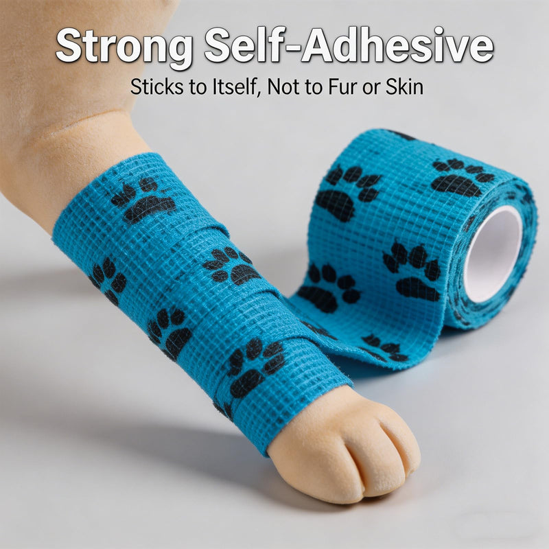 6pcs Vet Wraps, 2" Self Adhesive Bandage Wrapsfor Dogs Bitter Bandage Wrap for Dogs Wound Wrap (2 Inch x 5 Yards Claw)