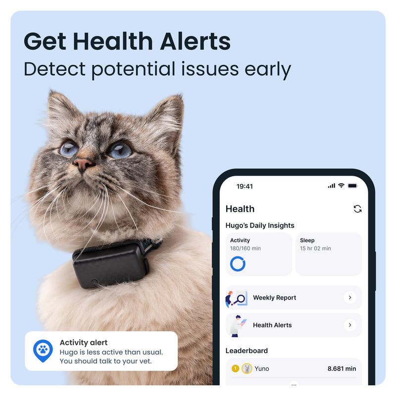 Tractive Smart Cat Tracker Mini | #1 Cat GPS | Real-Time Location Tracking | Territory & Location History | Safety Collar included (Dark Blue) Cat tracker (Dark Blue) - PawsPlanet Australia