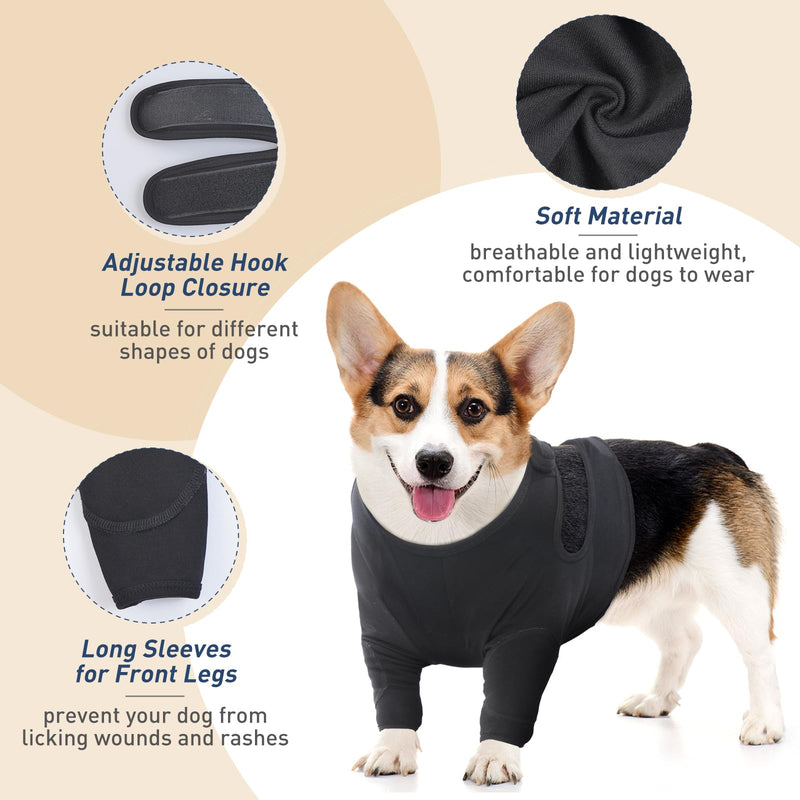 IDOMIK Dog Recovery Sleeve for Front Legs, Breathable Dog Recovery Suit Front Legs, Adjustable Dog Leg Sleeves to Stop Licking, Dog Elbow Braces Protector Dog Cone Collar Alternatives,Black,L L(Chest Girth:21.26"-24.41") Black - PawsPlanet Australia